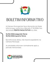 CÂMARA MUNICIPAL DECRETA PONTO FACULTATIVO DURANTE PERÍODO DE CARNAVAL.